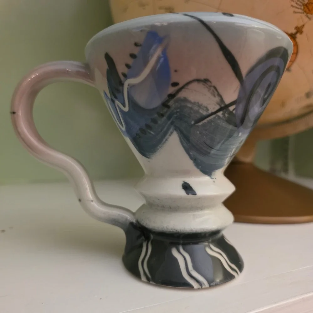 David Petrakovitz Studio Art‎ Pottery Footed Mug Abstract Glaze Signed